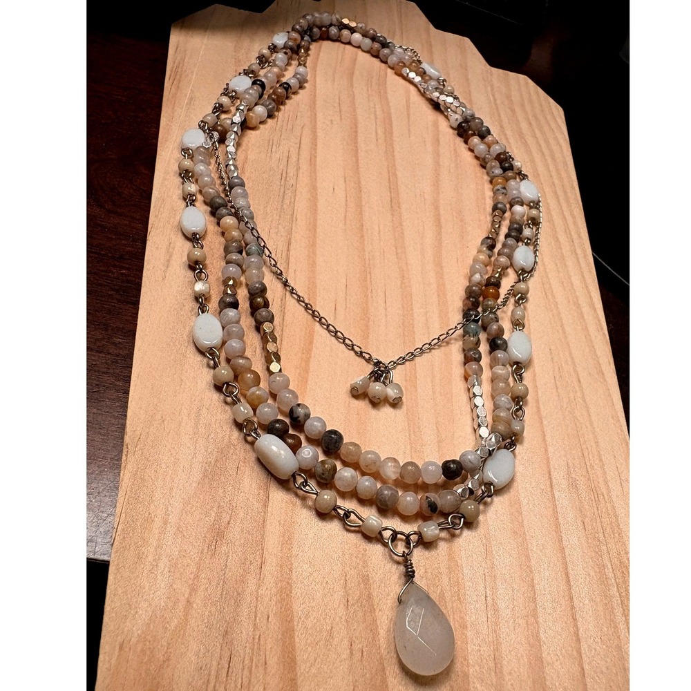 Bohemian Beaded Layered Necklace Set Women Earthy Multi Good Boho Stone Strands